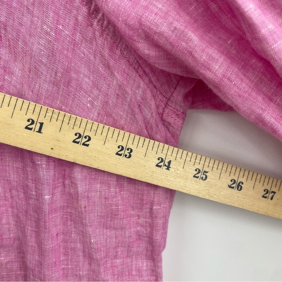 Cynthia Rowley Womens plus size 1x Pink 100% Linen Tunic Style Collared Blouse - Picture 5 of 6